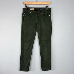 AG Adriano Goldschmied The Stevie Slim Straight Ankle Green Pants Women's‎ 27 R
